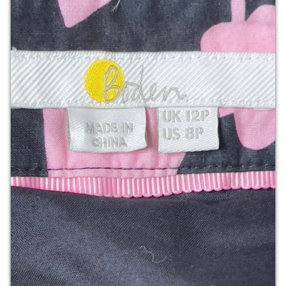 Boden Full Cotton Midi Skirt w Pink/Black Bold Flower Print Size 8P - Picture 9 of 10